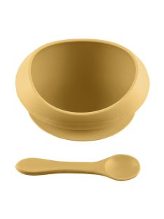   Zopa Szilikon tál tapadókoronggal és kanállal - mustársárga Mustard Yellow