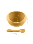 Zopa Szilikon tál tapadókoronggal és kanállal - mustársárga Mustard Yellow