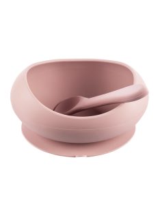   Zopa Szilikon tál tapadókoronggal és kanállal - rózsaszín Old Pink