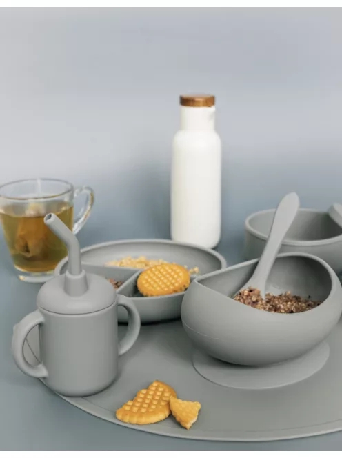 Zopa Szilikon tál tapadókoronggal és kanállal - rózsaszín Old Pink