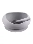 Zopa Szilikon tál tapadókoronggal és kanállal - galambszürke Dove Grey
