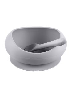   Zopa Szilikon tál tapadókoronggal és kanállal - galambszürke Dove Grey