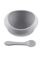 Zopa Szilikon tál tapadókoronggal és kanállal - galambszürke Dove Grey