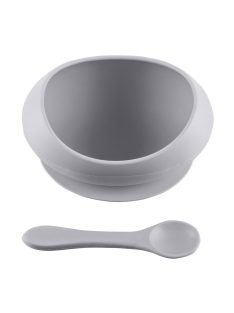   Zopa Szilikon tál tapadókoronggal és kanállal - galambszürke Dove Grey