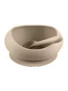 Zopa Szilikon tál tapadókoronggal és kanállal - bézs Sand Beige