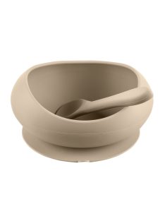   Zopa Szilikon tál tapadókoronggal és kanállal - bézs Sand Beige