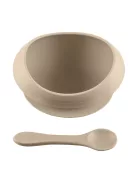 Zopa Szilikon tál tapadókoronggal és kanállal - bézs Sand Beige