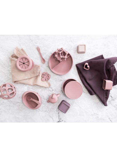 Zopa Szilikon tál fedővel - rózsaszín Old Pink