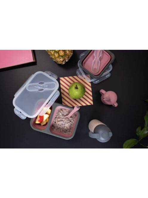 Zopa Szilikon uzsonnásdoboz kanállal (nagy) - rózsaszín Old Pink