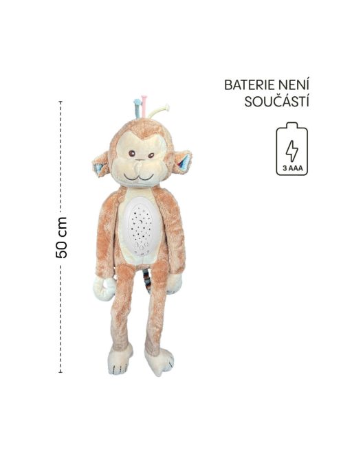 Zopa Plüss alvójáték égbolt projektorral és dallamokkal, majom Monkey