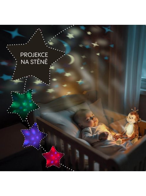 Zopa Plüss alvójáték égbolt projektorral és dallamokkal, mosómedve Raccoon