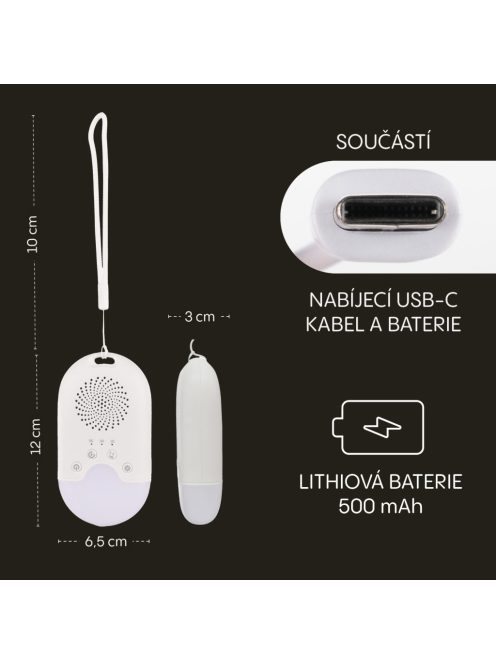 Zopa Hordozható LED-es éjjeli fény, fehér zajjal és hangokkal White