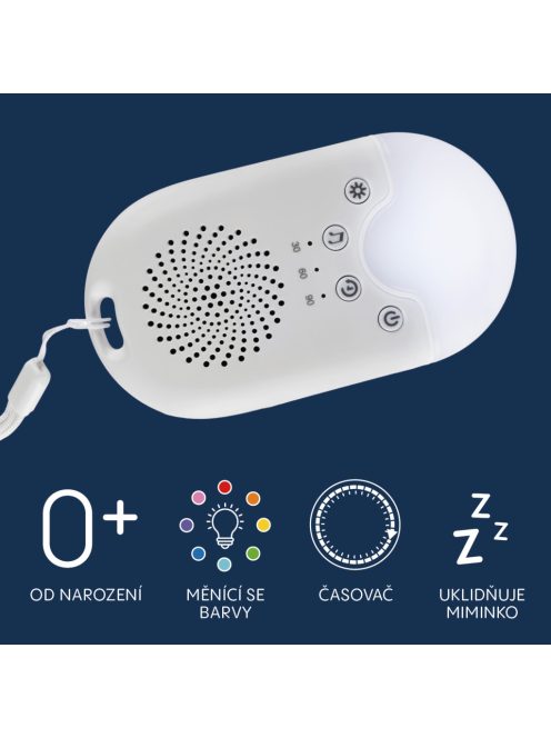 Zopa Hordozható LED-es éjjeli fény, fehér zajjal és hangokkal White