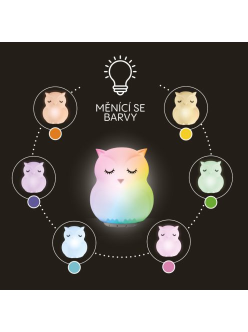 Zopa Szilikon LED éjszakai fény zenével L-es méretben, bagoly Owl
