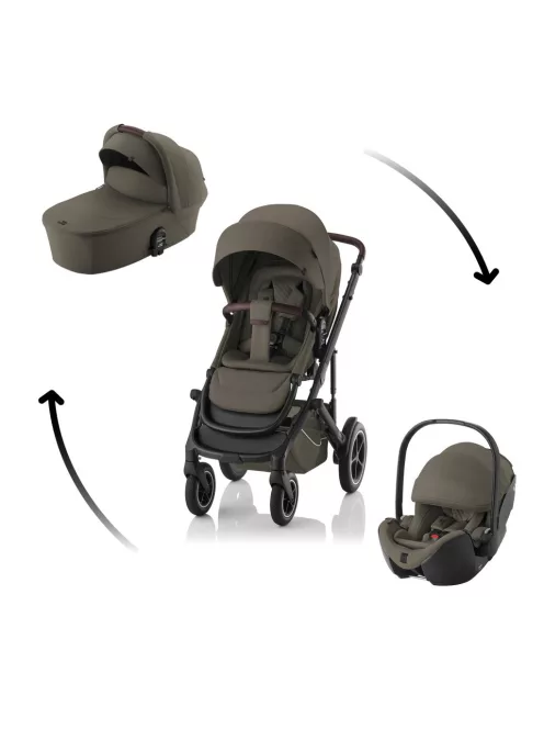 Britax Römer Smile 5Z Comfort Set Lux (Smile 5z babakocsi + mózeskosár + Baby-Safe Pro) - Linen Grey