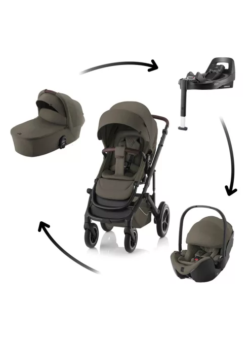 Britax Römer Smile 5Z Comfort Plus Set LUX 4in1 (Smile 5z babakocsi + mózeskosár + Baby-Safe Pro + Vario Base 5Z) Urban Olive