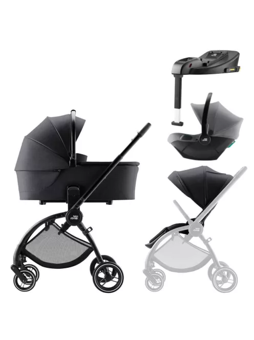 Britax Römer Rio Comfort Plus Core Set STYLE 4in1 (Rio babakocsi + mózeskosár + Baby-Safe Core babahordozó + Core bázis) Carbon Black