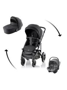   Britax Römer Smile 5Z Comfort Core Set STYLE 3in1 (Smile 5Z babakocsi + mózeskosár + Baby-Safe Core babahordozó) Carbon Black