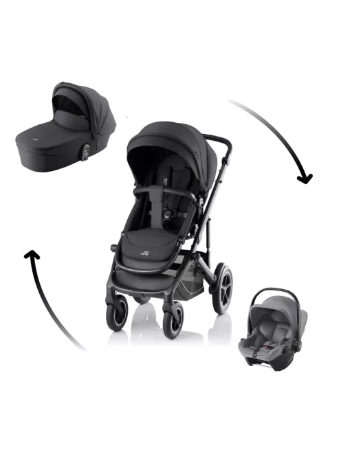 Britax Römer Smile 5Z Comfort Core Set STYLE 3in1 (Smile 5Z babakocsi + mózeskosár + Baby-Safe Core babahordozó) Carbon Black
