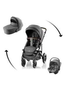   Britax Römer Smile 5Z Comfort Core Set STYLE 3in1 (Smile 5Z babakocsi + mózeskosár + Baby-Safe Core babahordozó) Mineral Grey