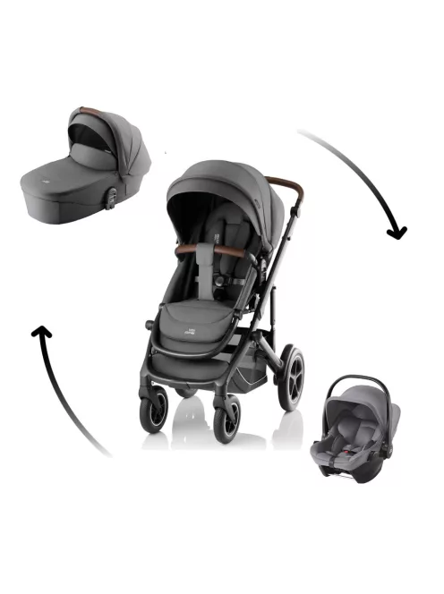 Britax Römer Smile 5Z Comfort Core Set STYLE 3in1 (Smile 5Z babakocsi + mózeskosár + Baby-Safe Core babahordozó) Mineral Grey