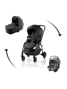   Britax Römer Rio Comfort Core Set STYLE 3in1 (Rio babakocsi + mózeskosár + Baby-Safe Core babahordozó) Carbon Black