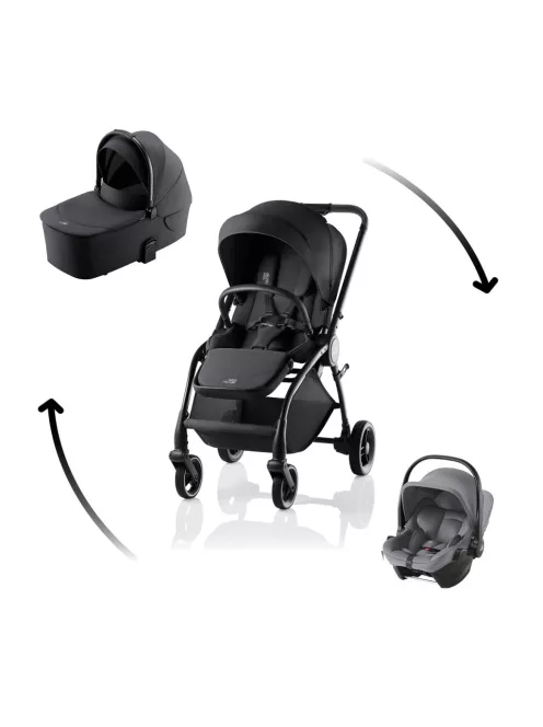 Britax Römer Rio Comfort Core Set STYLE 3in1 (Rio babakocsi + mózeskosár + Baby-Safe Core babahordozó) Carbon Black