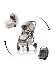   Britax Römer Rio Comfort Core Set LUX 3in1 (Rio babakocsi + mózeskosár + Baby-Safe Core babahordozó) Soft Taupe