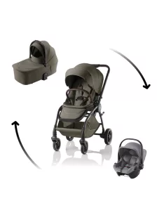   Britax Römer Rio Comfort Core Set LUX 3in1 (Rio babakocsi + mózeskosár + Baby-Safe Core babahordozó) Urban Olive