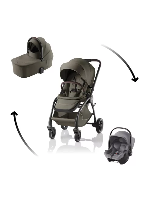 Britax Römer Rio Comfort Core Set LUX 3in1 (Rio babakocsi + mózeskosár + Baby-Safe Core babahordozó) Urban Olive