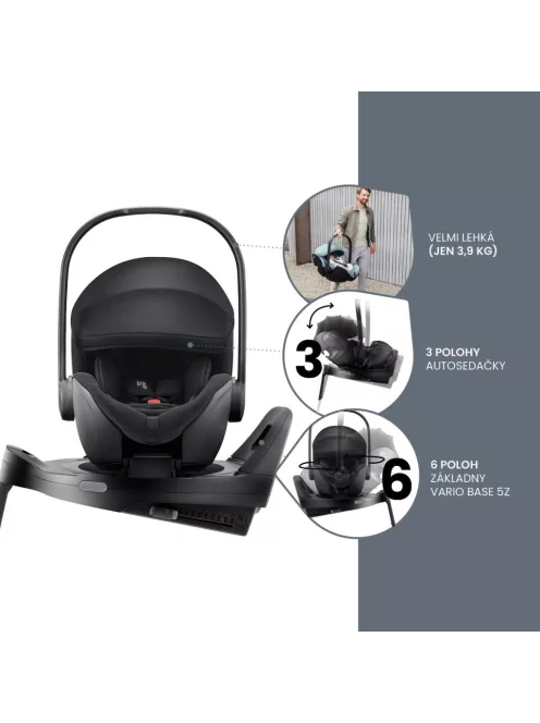 Britax Römer Smile 5Z Comfort Plus Set Classic (Smile 5z babakocsi + mózeskosár + Baby-Safe Pro + Vario Base 5Z) - Midnight Grey