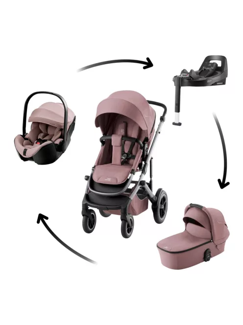 Britax Römer Smile 5Z Comfort Plus Set Style (Smile 5z babakocsi + mózeskosár + Baby-Safe Pro + Vario Base 5Z) - Dusty Rose