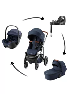   Britax Römer Smile 5Z Comfort Plus Set Style 4in1 (Smile 5z babakocsi + mózeskosár + Baby-Safe Pro + Vario Base 5Z) Night Blue