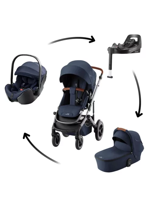 Britax Römer Smile 5Z Comfort Plus Set Style 4in1 (Smile 5z babakocsi + mózeskosár + Baby-Safe Pro + Vario Base 5Z) Night Blue