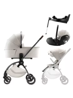   Britax Römer Comfort Plus LUX Szett (Rio babakocsi + mózeskosár + Baby-Safe PRO babahordozó + Vario Base 5Z) - Soft Taupe