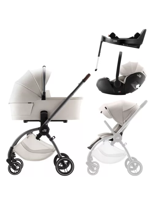 Britax Römer Comfort Plus LUX Szett (Rio babakocsi + mózeskosár + Baby-Safe PRO babahordozó + Vario Base 5Z) - Soft Taupe