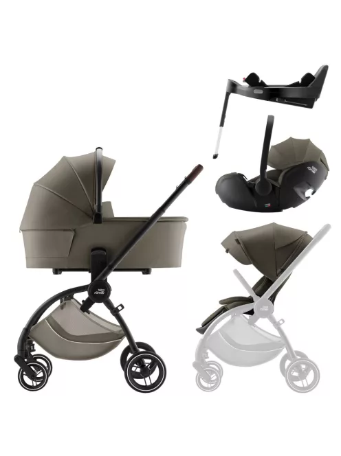 Britax Römer Rio Comfort Plus Set LUX 4in1 (Rio babakocsi + mózeskosár + Baby-Safe PRO babahordozó + Vario Base 5Z) Urban Olive
