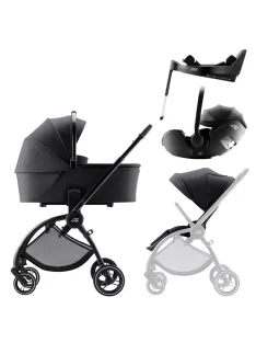   Britax Römer Rio Comfort Plus Set STYLE 4in1 (Rio babakocsi + mózeskosár + Baby-Safe PRO babahordozó + Vario Base 5Z) Carbon Black