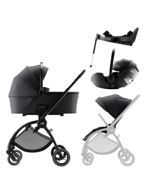 Britax Römer Rio Comfort Plus Set STYLE 4in1 (Rio babakocsi + mózeskosár + Baby-Safe PRO babahordozó + Vario Base 5Z) Carbon Black