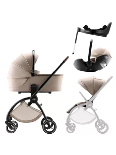   Britax Römer Comfort Plus STYLE Szett (Rio babakocsi + mózeskosár + Baby-Safe PRO babahordozó + Vario Base 5Z) - Carbon Black