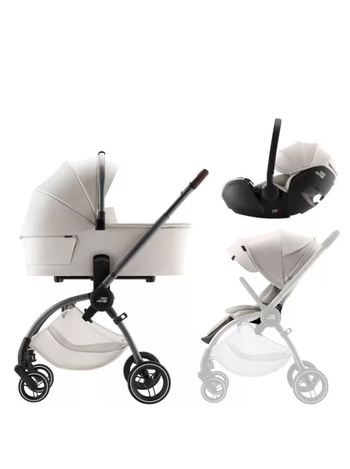Britax Römer Comfort LUX Szett (Rio babakocsi + mózeskosár + Baby-Safe PRO babahordozó) - Soft Taupe