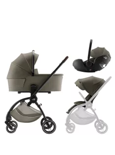   Britax Römer Rio Comfort Set LUX 3in1 (Rio babakocsi + mózeskosár + Baby-Safe PRO babahordozó) Urban Olive