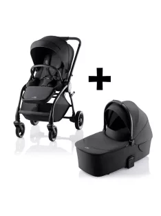   Britax Römer Essential STYLE Szett (Rio babakocsi + mózeskosár) Carbon Black