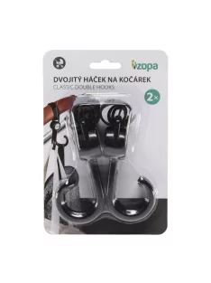 Zopa Dupla horog babakocsihoz 2 darab - Black