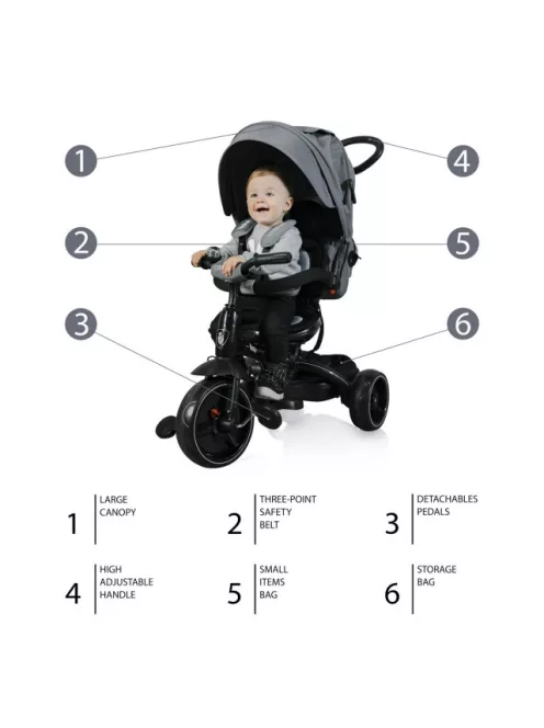 ZOPA Citi Trike tricikli tolókarral - Candy Pink