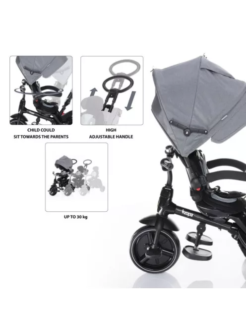 ZOPA Citi Trike tricikli tolókarral - Candy Pink