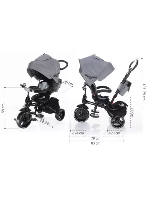 ZOPA Citi Trike tricikli tolókarral - Chilli Red