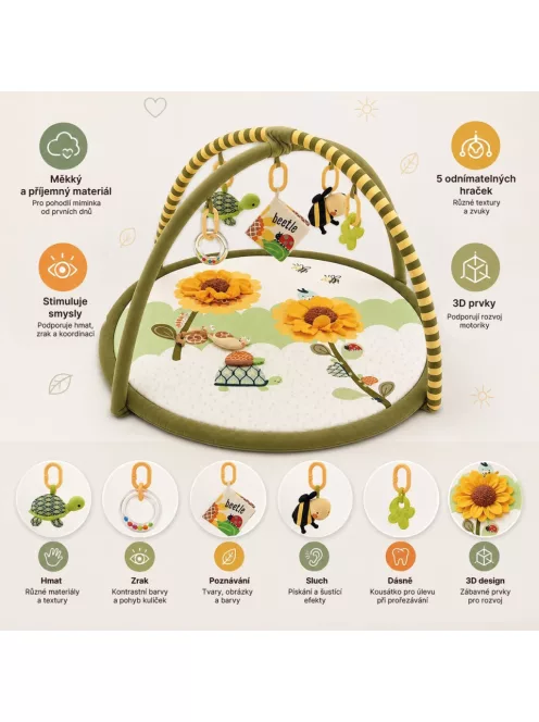 Zopa Cuddle interaktív játszószőnyeg játékíves kerettel Garden