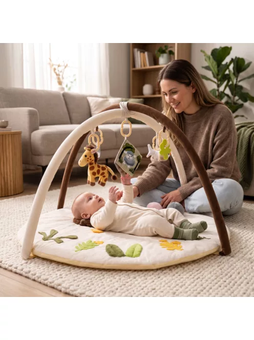 Zopa Cuddle interaktív játszószőnyeg játékíves kerettel Safari