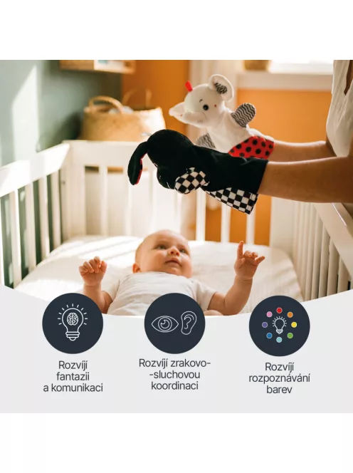Zopa Kontrasztos fejlesztő kesztyűbáb Elephant